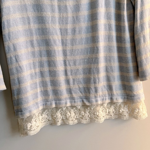 LOFT Stripe sweater with lace trim size Medium - Picture 4 of 11